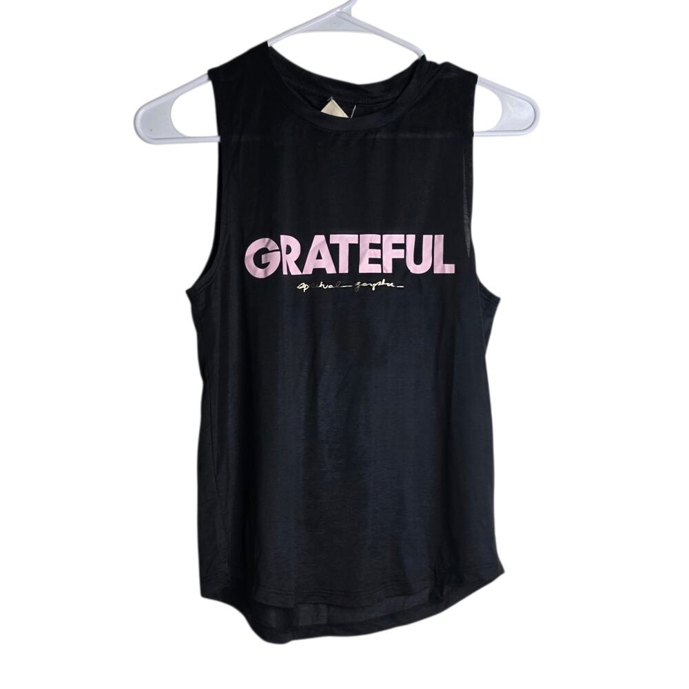 NWT Spiritual Gangster Happiness Muscle Tank Top Gray XS Love Kindness Graphic